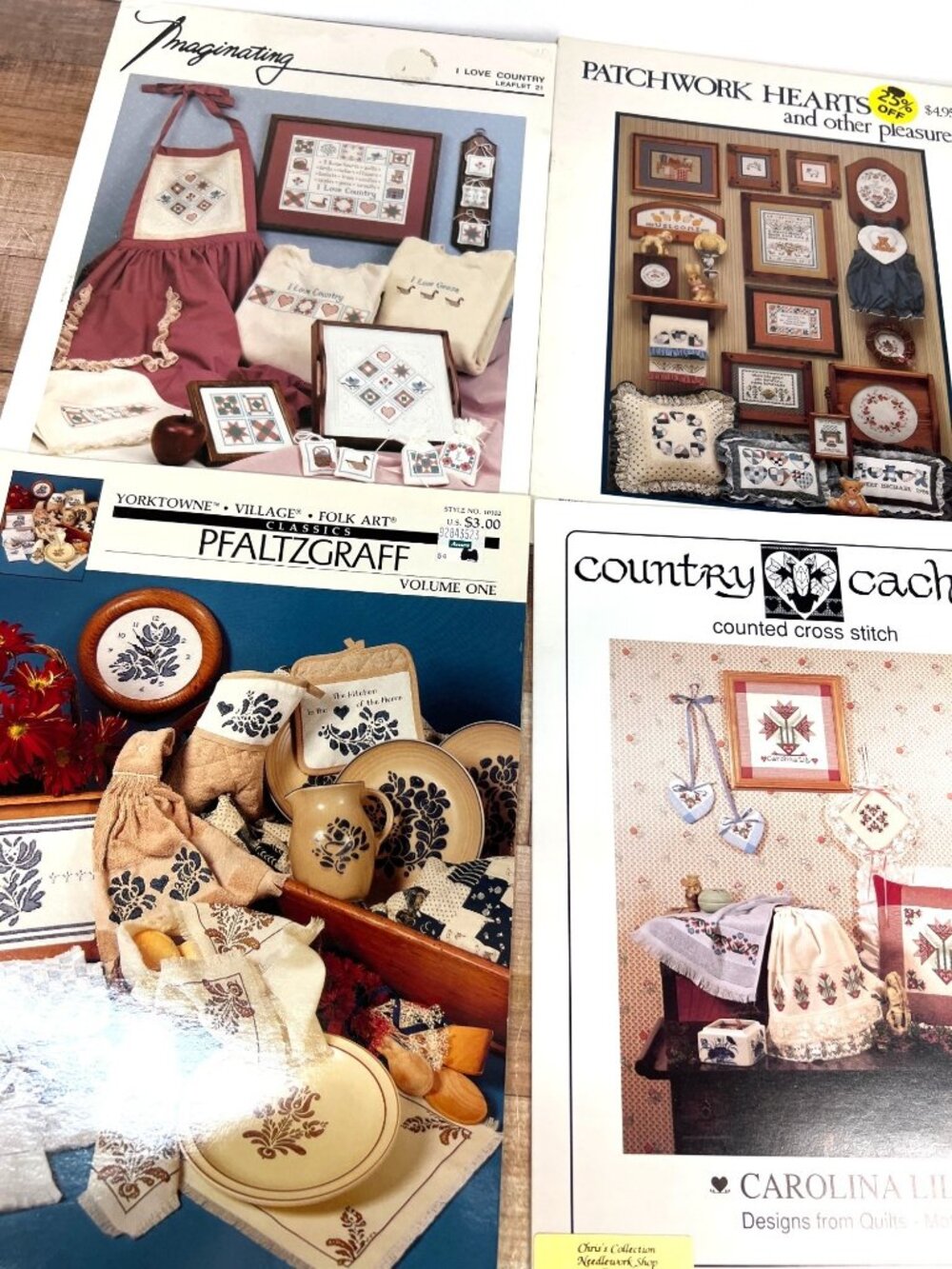 I Love Country & Patchwork Cross Stitch Patterns Lot Of 4
